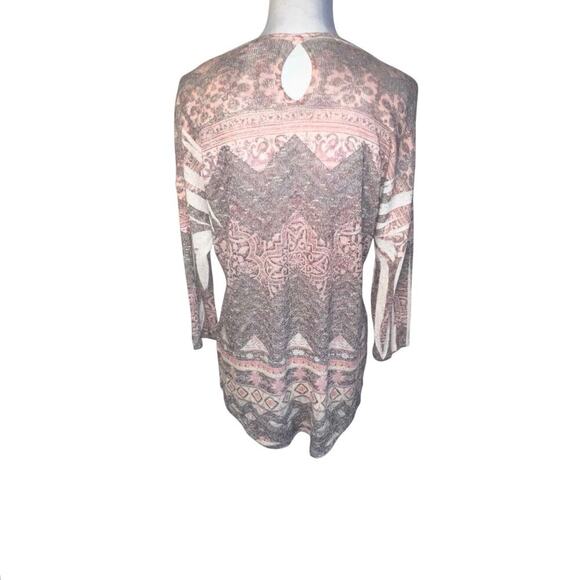 Perseption Concept women's XL boho Santa Fe stretchy knit tunic blouse USA - Picture 4 of 8